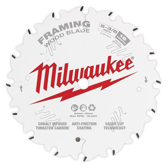 Milwaukee  5-3/8 in. Dia. x 10 mm  Framing Blade  Tungsten Carbide  16 teeth 1 pk