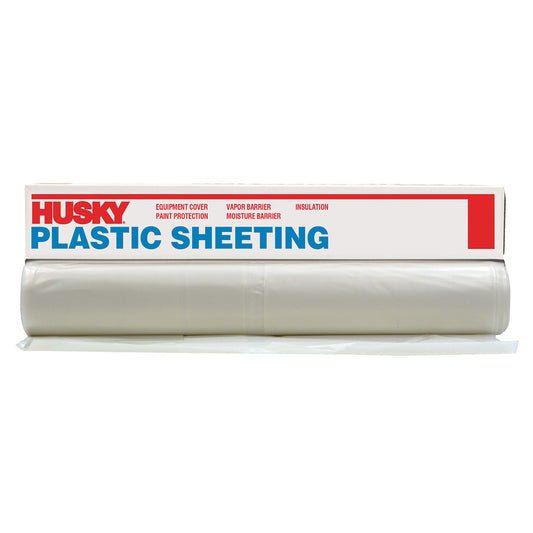 Husky  Plastic Sheeting  1 mil  x 12 ft. W x 400 ft. L Polyethylene  Clear