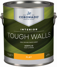 Tough Walls Interior Latex Paint & Primer In One, Flat, Tintable White, Gallon (Pack of 4)