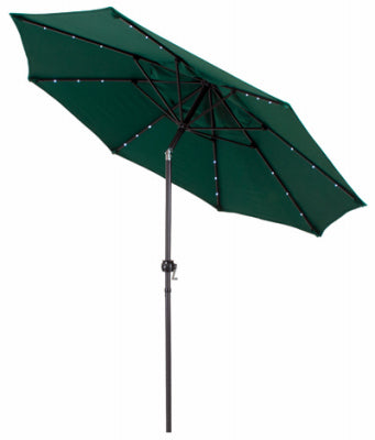 Market Umbrella With LED Lights, Hunter Green, 9-Ft.