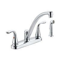LDR Exquisite Two Handle Chrome Standard Kitchen Faucet Side Sprayer Included
