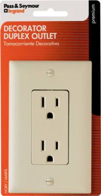 Ivory 2-Pole 3-Wire Grounding  Decorator Duplex Receptacle