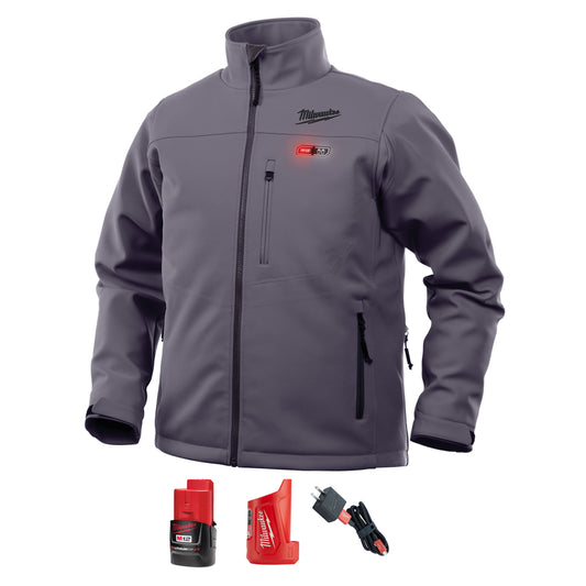 Milwaukee  M12 ToughShell  L  Long Sleeve  Unisex  Full-Zip  Heated Jacket Kit  Gray