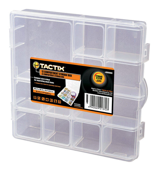 Tactix  8 in. L x 8 in. W x 1-3/4 in. H Storage Organizer  Plastic  13 compartment Clear
