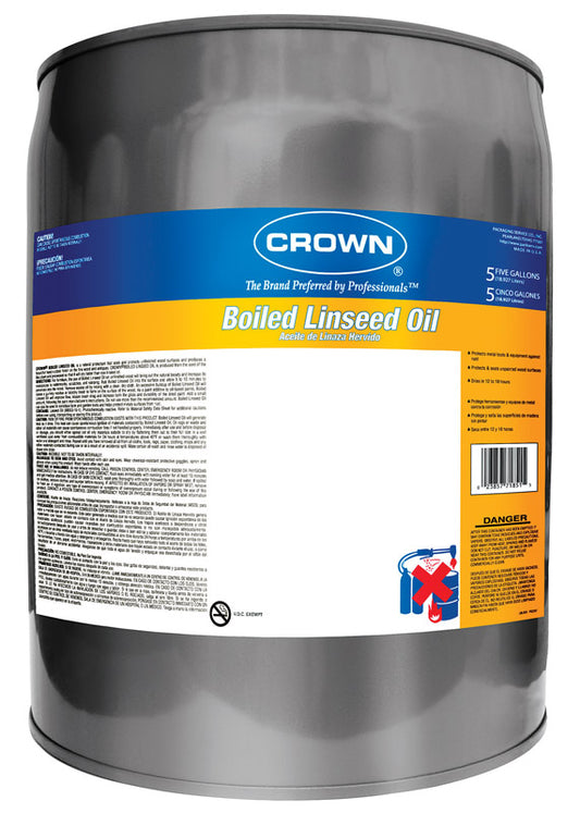 Crown Transparent Gloss Clear Oil-Based Alkyd-Oil Low VOC g/L Boiled Linseed Oil 5 gal.