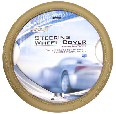 Steering Wheel Cover, Tan Leatherette, One Size (Pack of 2)