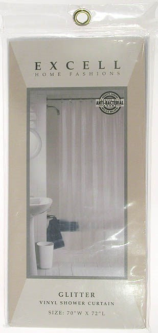 Excell 1ME-40O-470-411 70" X 72" Royal Luxury Glitter Vinyl Shower Curtain                                                                            