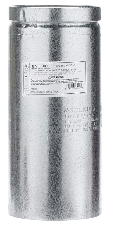 Selkirk 5 in. Dia. x 12 in. L Aluminum Round Gas Vent Pipe (Pack of 2)