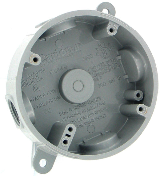 Carlon Lamson & Sessons Round Non-Metallic Weatherproof Box 4 in. for Threaded Terminations