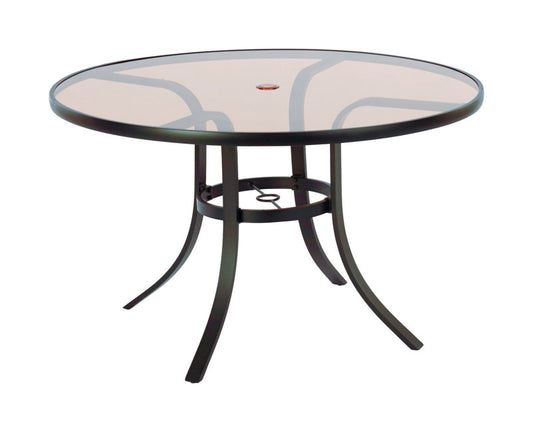 Living Accents  Glass Top  Heritage  Round  Brown  Table