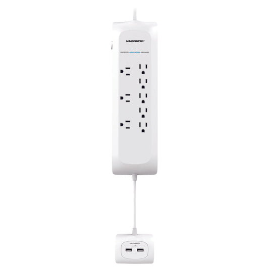Monster Just Power It Up 4 ft. L 8 outlets Power Strip w/Surge Protection White