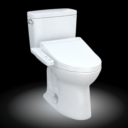TOTO® Drake® WASHLET®+ Two-Piece Elongated 1.6 GPF TORNADO FLUSH® Toilet with C2 Bidet Seat, Cotton White - MW7763074CSG#01