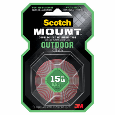 3M Scotch-Mount Double Sided 1 in. W X 60 in. L Mounting Tape Gray