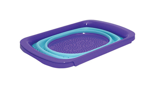 Squish  10-5/16 in. W x 15 in. L Two Tone Blue  Polypropylene  Collapsible Colander