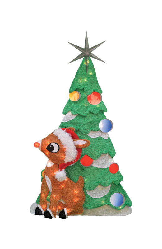 Product Works  Incandescent  Rudolph  32 in. Yard Decor  Deer with Christmas Tree
