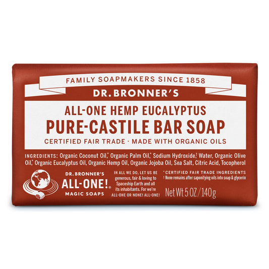 Dr. Bronner Organic Eucalyptus Scent Pure-Castile Bar Soap 5 oz (Pack of 12).
