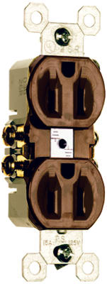 Standard Duplex Outlet, Brown, 2-Pole, 3-Wire Grounding, 15-Amp., 125-Volt (Pack of 10)