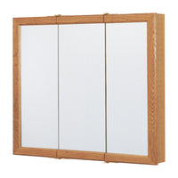 Continental Cabinets  28.625 in. H x 30 in. W x 4.44 inch in. D Square  Oak  Tri-View Medicine Cabinet