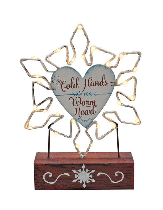 Dyno  Lighted Snowflake Cold Hands Warm Heart  Christmas Decoration  Multicolored  Iron  1 pk (Pack of 4)