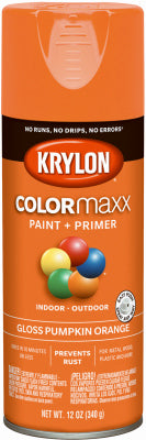 COLORmaxx Spray Paint + Primer, Gloss Pumpkin Orange, 12-oz.