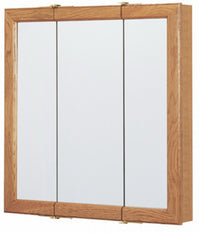 Continental Cabinets  24 in. H x 24 in. W x 4.44 inch in. D Square  Oak  Tri-View Medicine Cabinet