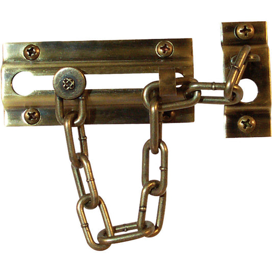 Prime-Line 3.93 in. L Antique Brass Brass Chain Door Guard