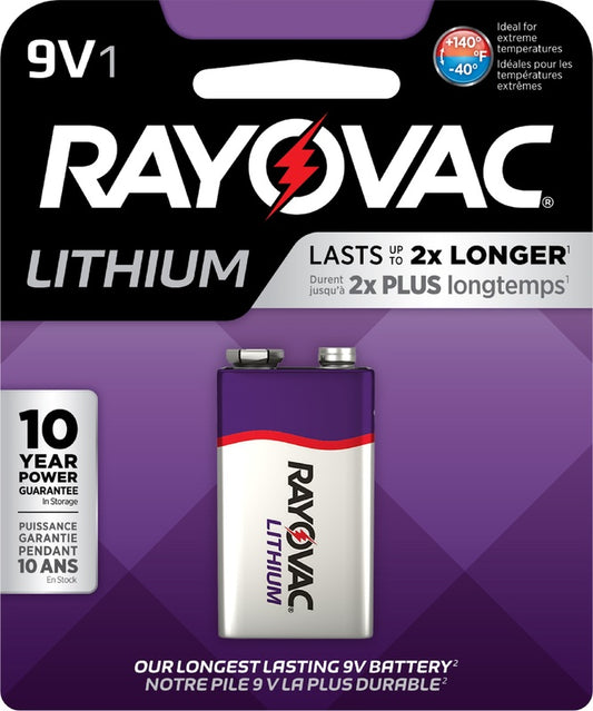 Rayovac 9-Volt Lithium Batteries 1 pk Carded