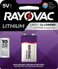 Rayovac 9-Volt Lithium Batteries 1 pk Carded