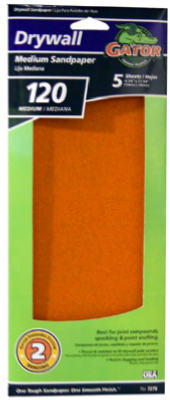 Drywall Sandpaper, 120-Grit, 4.25 x 11.25-In., 5-Pk.