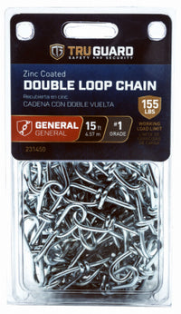 Double Loop Chain, Zinc-Plated, #1 x 15-Ft.