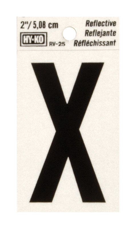 Hy-Ko 2 in. Reflective Black Vinyl Letter X Self-Adhesive 1 pc. (Pack of 10)