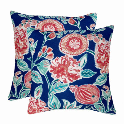Patio Premiere Outdoor Toss Pillow, Blue Floral, 16 x 16 x 4-In. (Pack of 12)