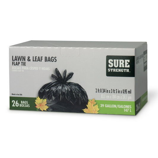 Sure Strength 39 gal Lawn & Leaf Bags Flap Tie 26 pk