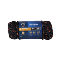 Truck Rope, Twisted Polypropylene, Black & Orange, 3/8-In. x 50-Ft.