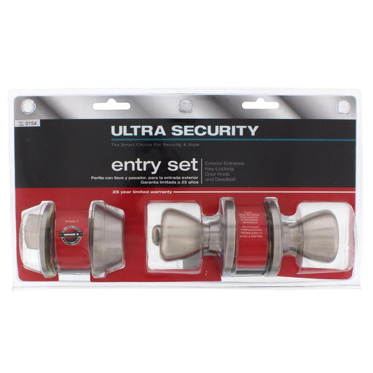 Ultra Security Deadbolt and Entry Door Knob KW1 1-3/4 in.
