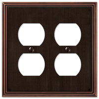 Amerelle Metro Line Aged Bronze Bronze 4 gang Die-Cast Metal Duplex Wall Plate 1 pk
