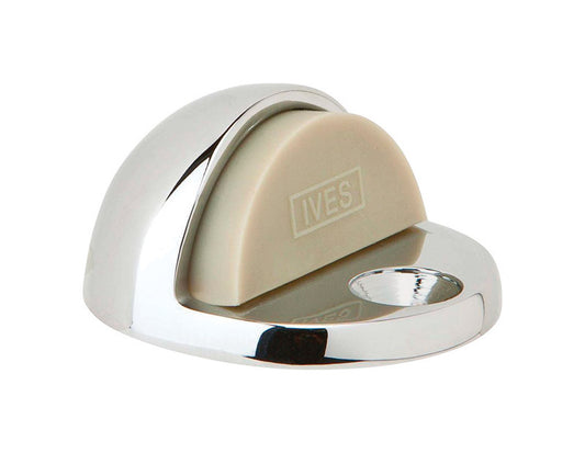 Ives by Schlage 1-3/4 in. W X 2 in. L Brass Bright Chrome Door Stop Mounts to floor