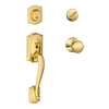 Schlage  Camelot / Plymouth  Bright Brass  Brass  Single Cylinder Handleset and Knob  1  Right or Left Handed