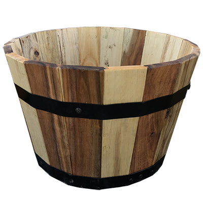 Jardinera de madera tipo barril de madera, 13 x 8,25 pulgadas.