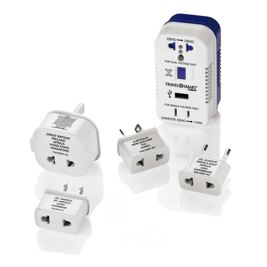 Travel Smart Type A/B/C/E/F/G For Worldwide Two Outlet Converter Set