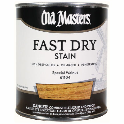 Old Masters Professional Semi-Transparent Special Walnut Oil-Based Alkyd Fast Dry Wood Stain 1 qt (Pack of 4).