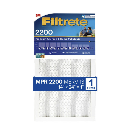 Filtrete 14 in. W X 24 in. H X 1 in. D Fiberglass 13 MERV Pleated Allergen Air Filter 1 pk (Pack of 6)