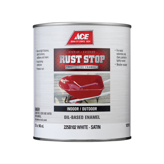 Rust Stop Indoor/Outdoor Satin White Enamel Rust Prevention Paint 1 qt (Pack of 4)