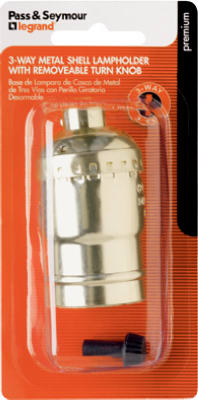 Incandescent 3-Way Metal Shell Lampholder Socket, Brass Finish, 250-Watt, 250-Volt