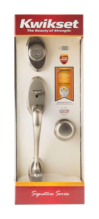 Kwikset  Shelbourne/Juno  Satin Nickel  Steel  Entry Handleset  ANSI/BHMA Grade 1  KW1  1-3/4 in.