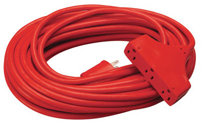 25-Ft. 14/3 SJTW, Red 3-Outlet Extension Cord
