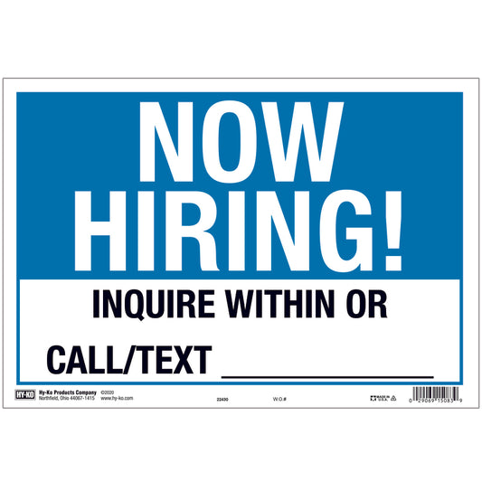 Hy-Ko English Blue Help Wanted Sign 9 in. H x 13 in. W