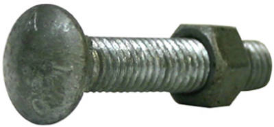 Galvanized Chain Link Fitting Carriage Bolt With Nut, 10-Pk., 3/8 x 3-In.