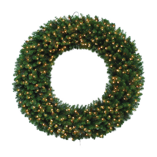 Celebrations  Mixed Pine  Prelit Green  Pine Wreath  60 in. Dia. Clear