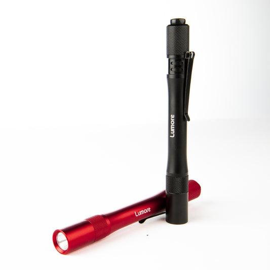 Lumore Aluminum Black/Red AAA Battery LED Pen Light 100 lm. 84 m. Beam Distance